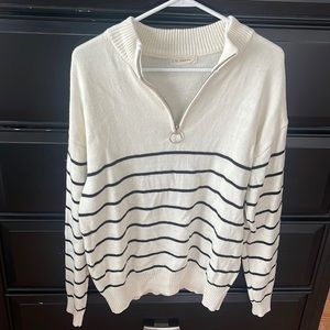 Stripe quarter zip sweater